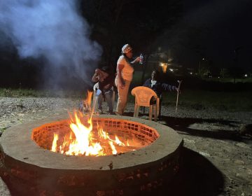 Camp fire at the farm